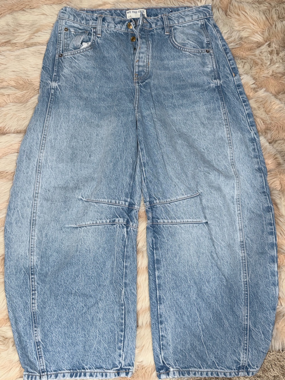 We The Free Washed Light Blue Barrel Jeans
